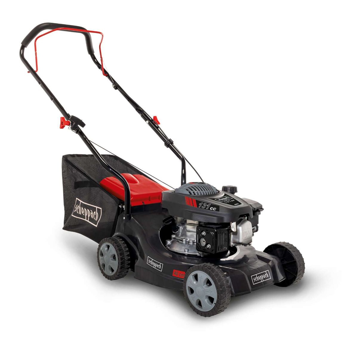 Scheppach petrol push lawnmower MP132-40 with 40 cm cutting width and 35L grass bag