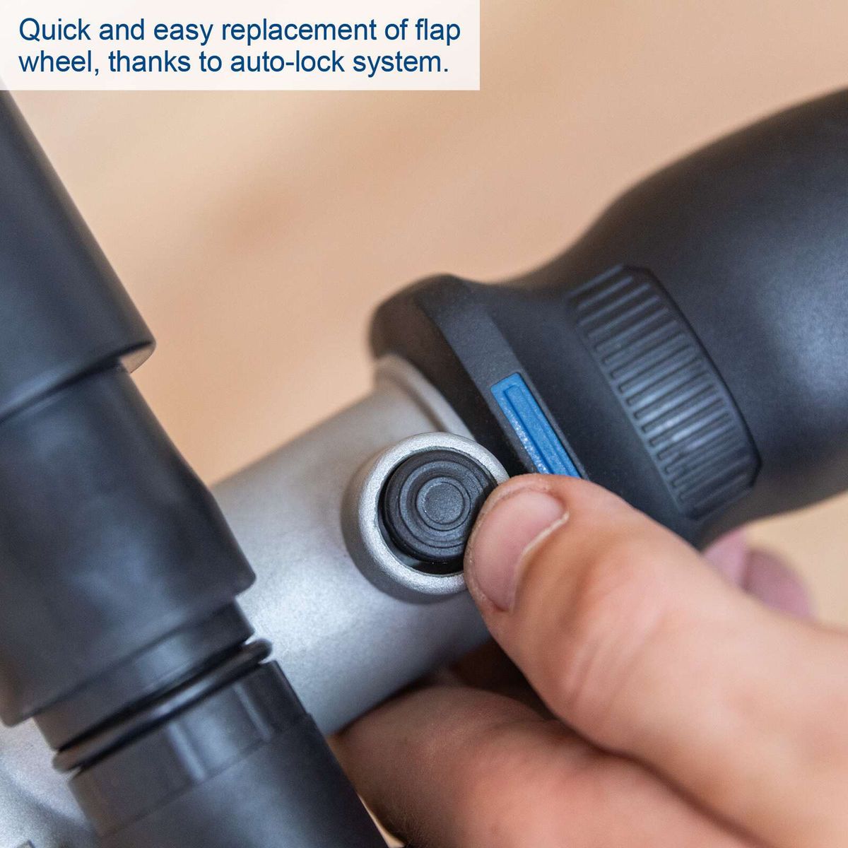 Quick and easy flap wheel release using auto-lock mechanism
