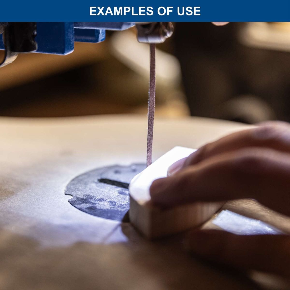 Sanding belt with detailed depiction of its construction and usage instructions