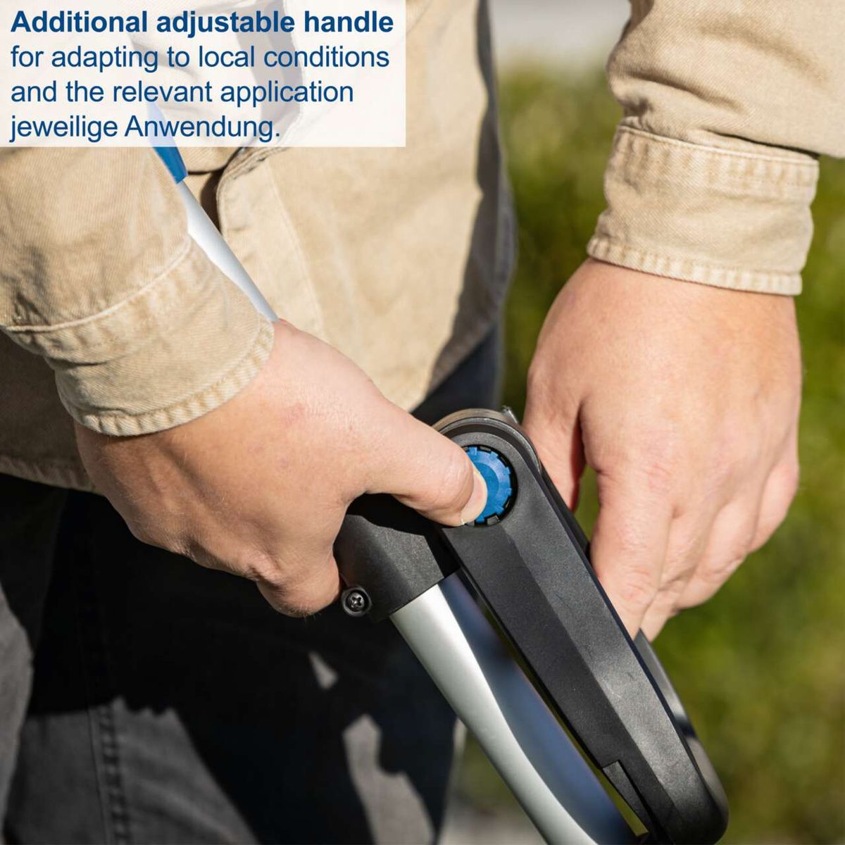 Adjustable handle for adapting to different conditions and uses