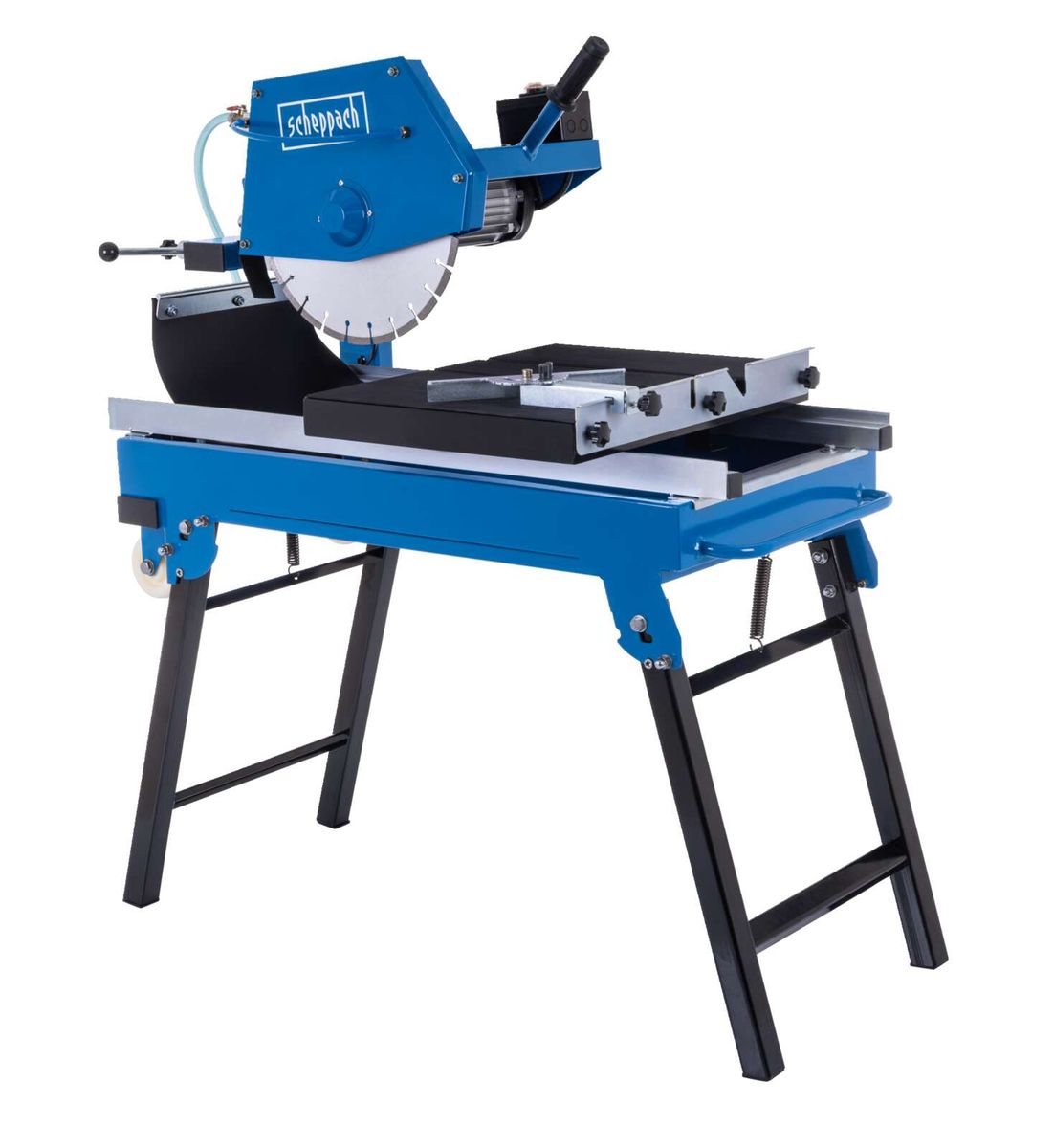 Scheppach stone cutter with water pump and clamp for accurate cutting tasks
