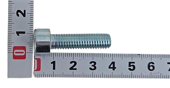 Cylindrical head screw with hex head, measured on scale