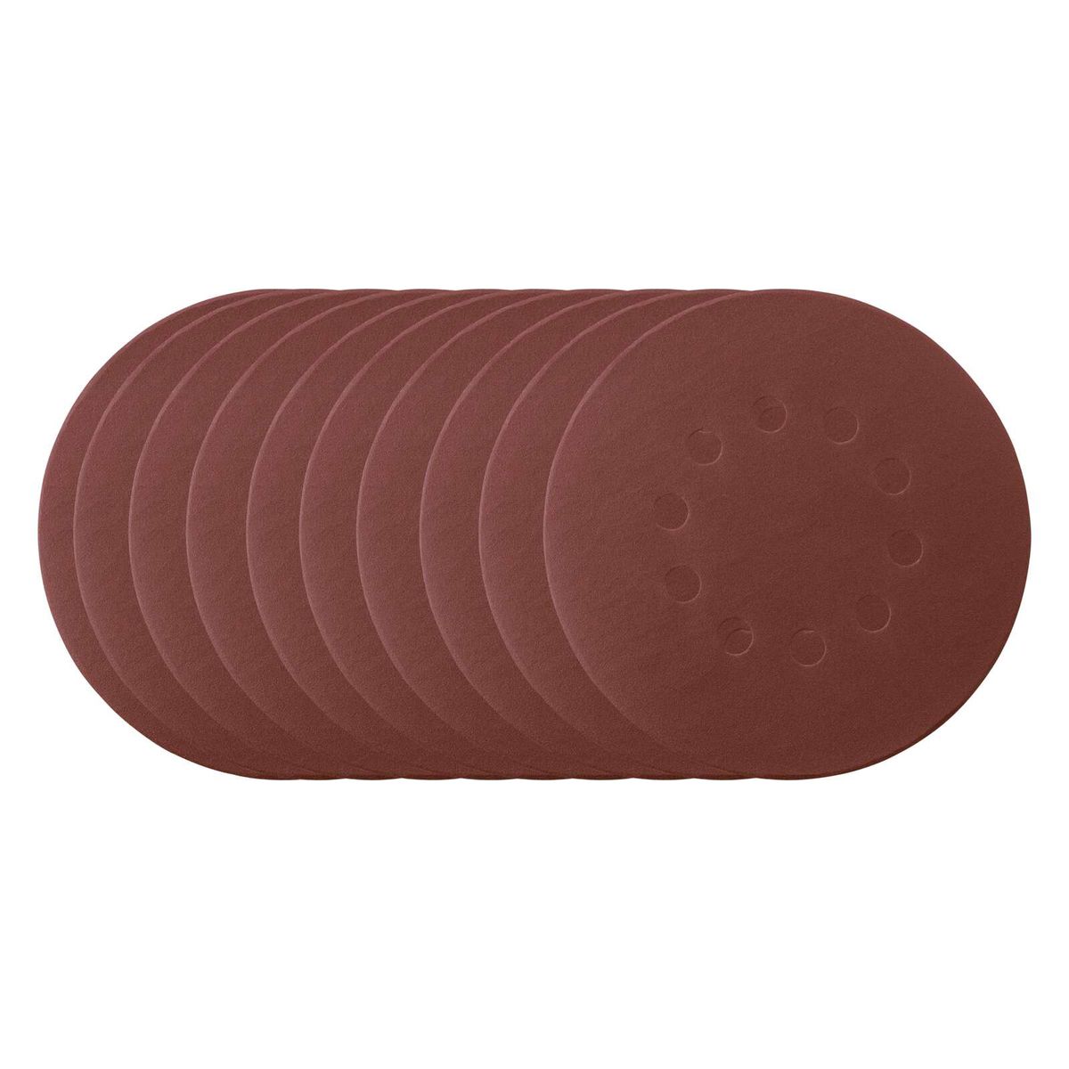 Round sanding paper with holes for grinding wheel attachment, set of 10 pieces, Ø 215 mm, Grit 240