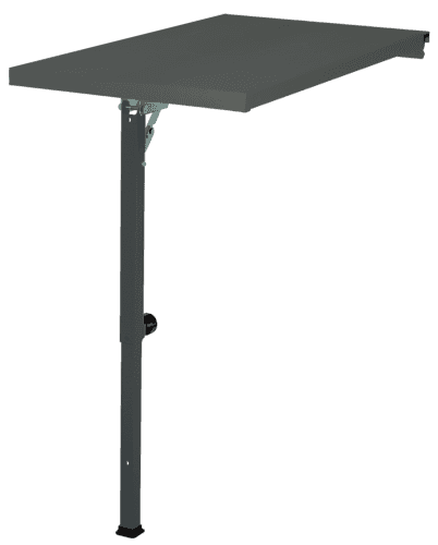Adjustable table extension with height-adjustable stand for workspace extension