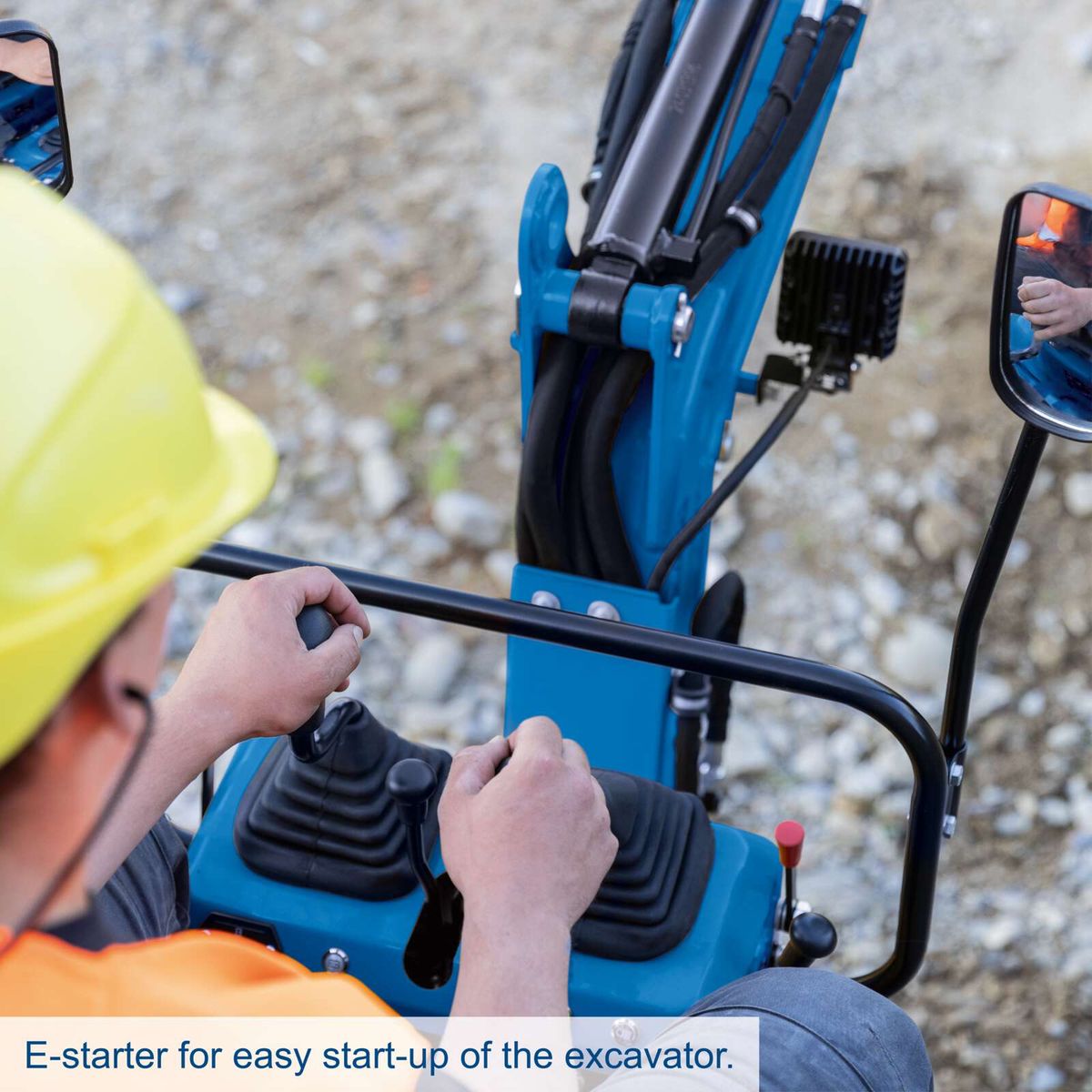 E-start assist for easy mini excavator startup