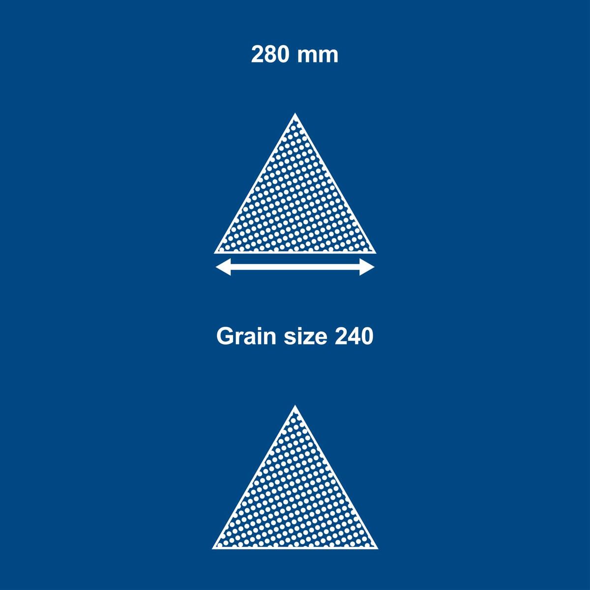 Triangular sanding paper, grit 240, size 280 mm, set of 10 pieces