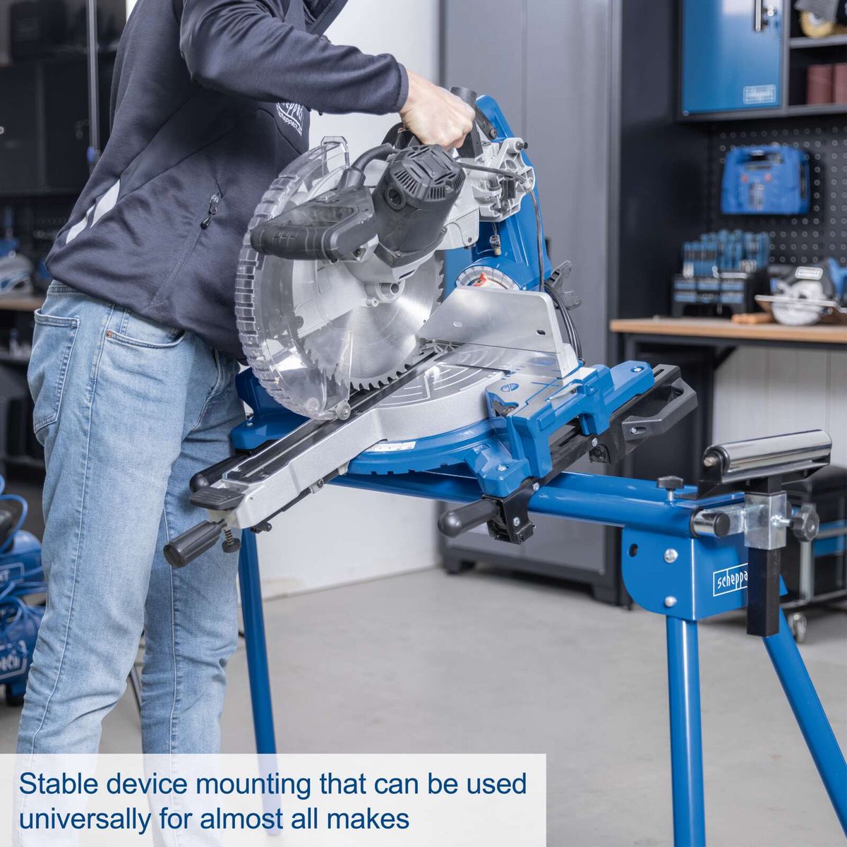 Stable universal device stand supporting up to 200 kg, featuring adjustable length for versatile tool mounting.