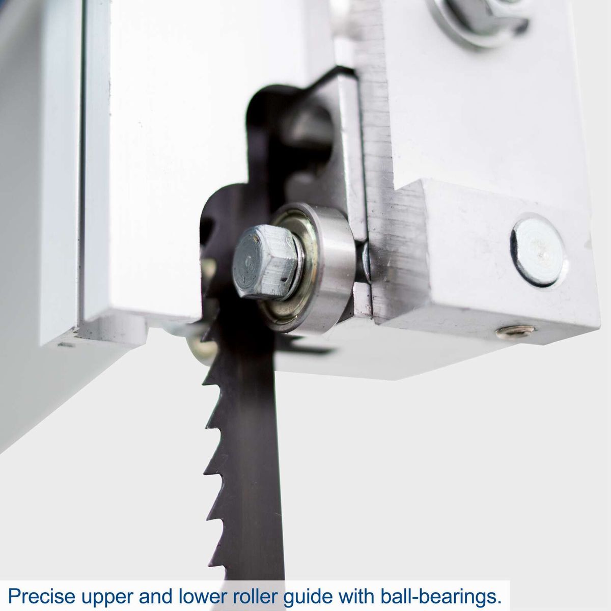 Precise upper and lower roller guide with ball bearings for bandsaw