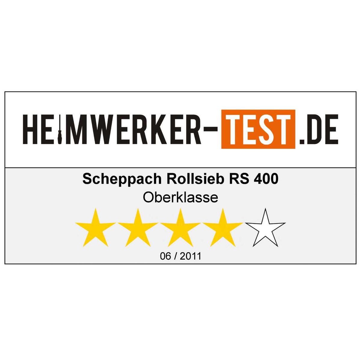 Scheppach RS 400 Rotating Sieve – Five-star rating from Heimwerker-Test 2011 certification