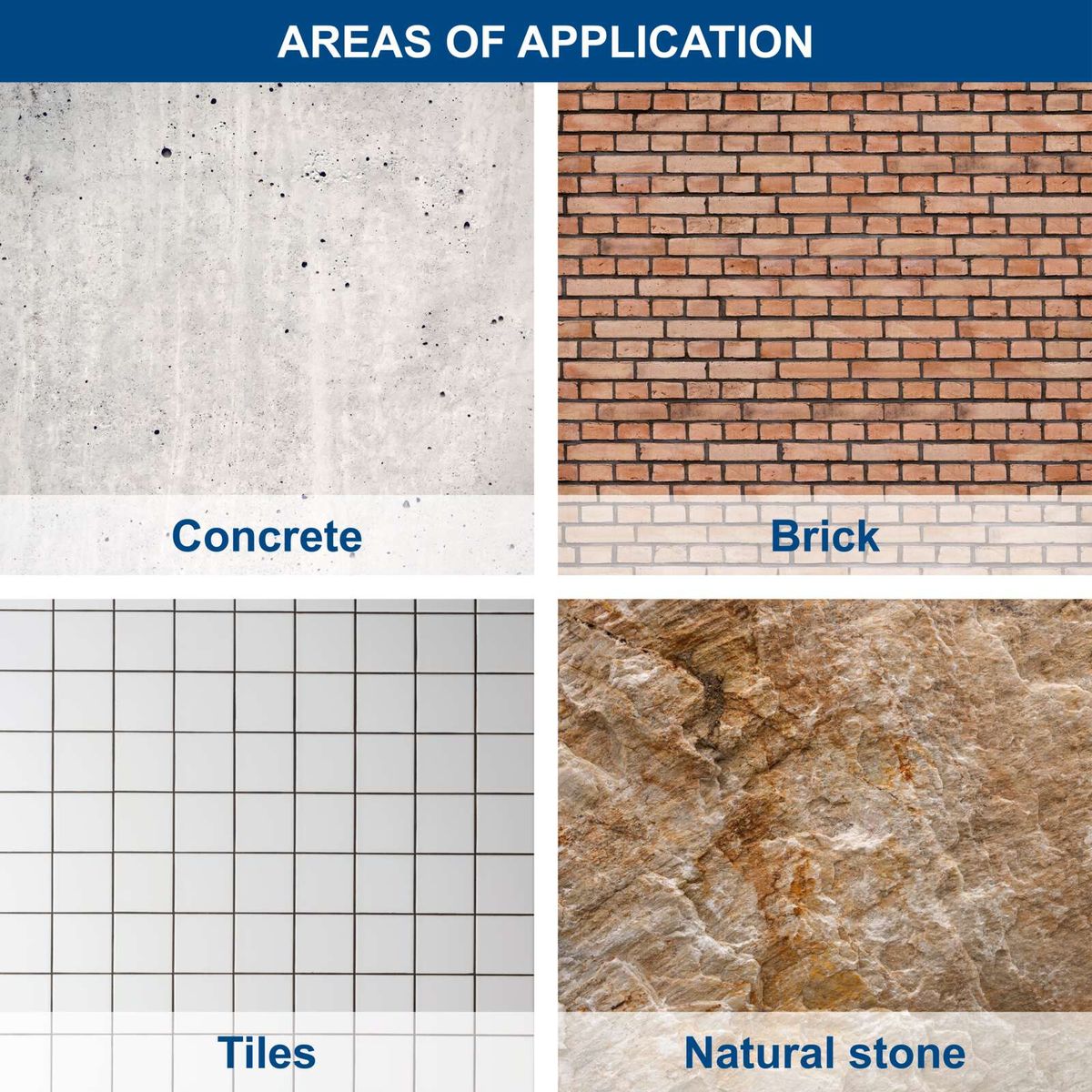 Construction materials including concrete, brick, tiles, and natural stone for various uses