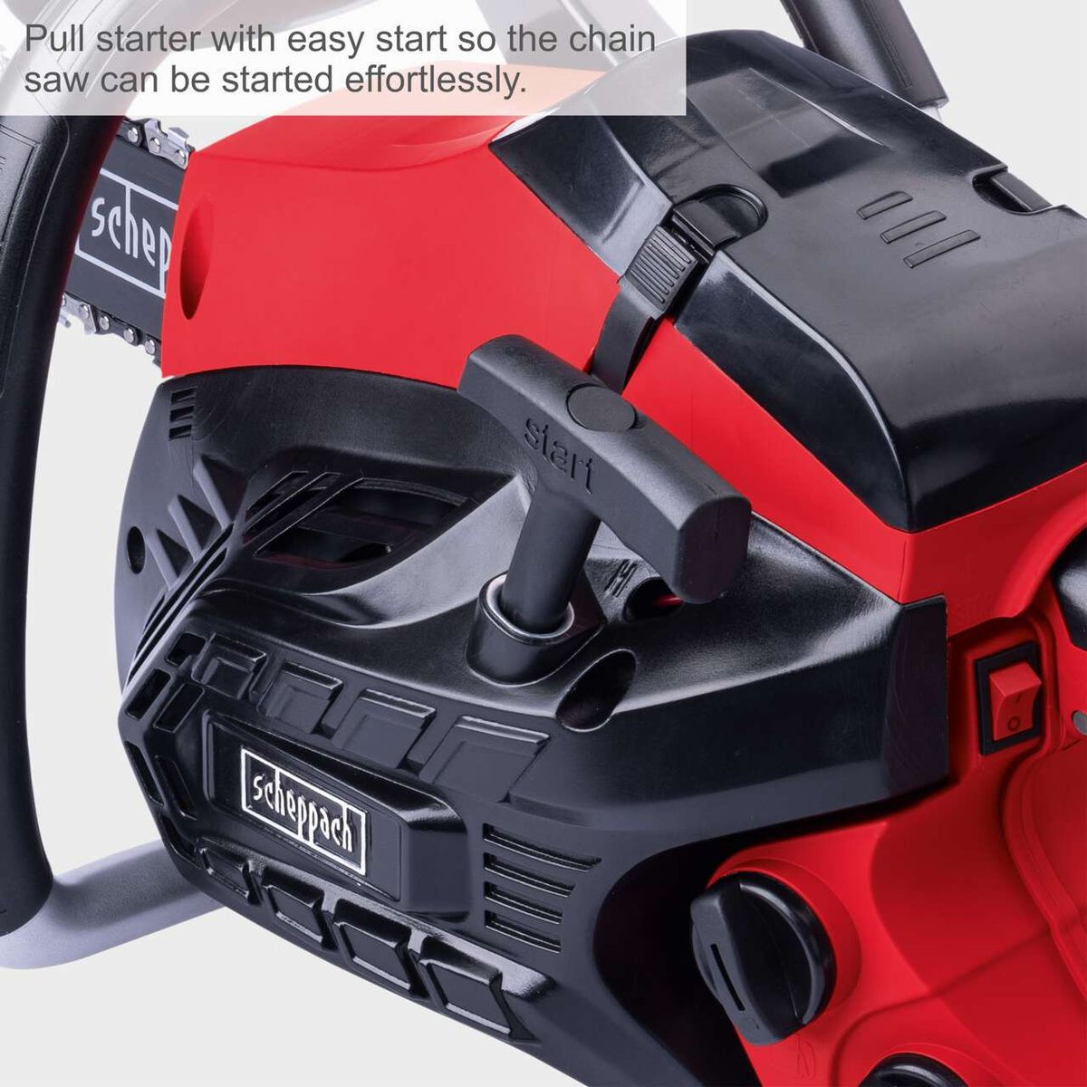 Start handle with easy-start feature for effortless chain saw ignition