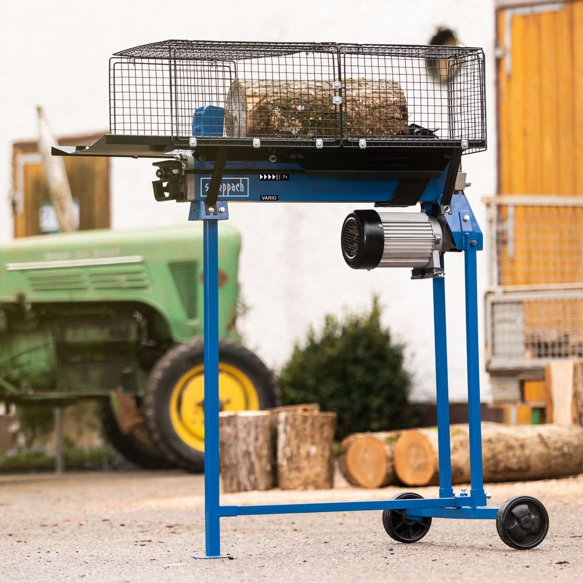 Base and transport trolley with integrated motor for Scheppach HL760LS log splitter