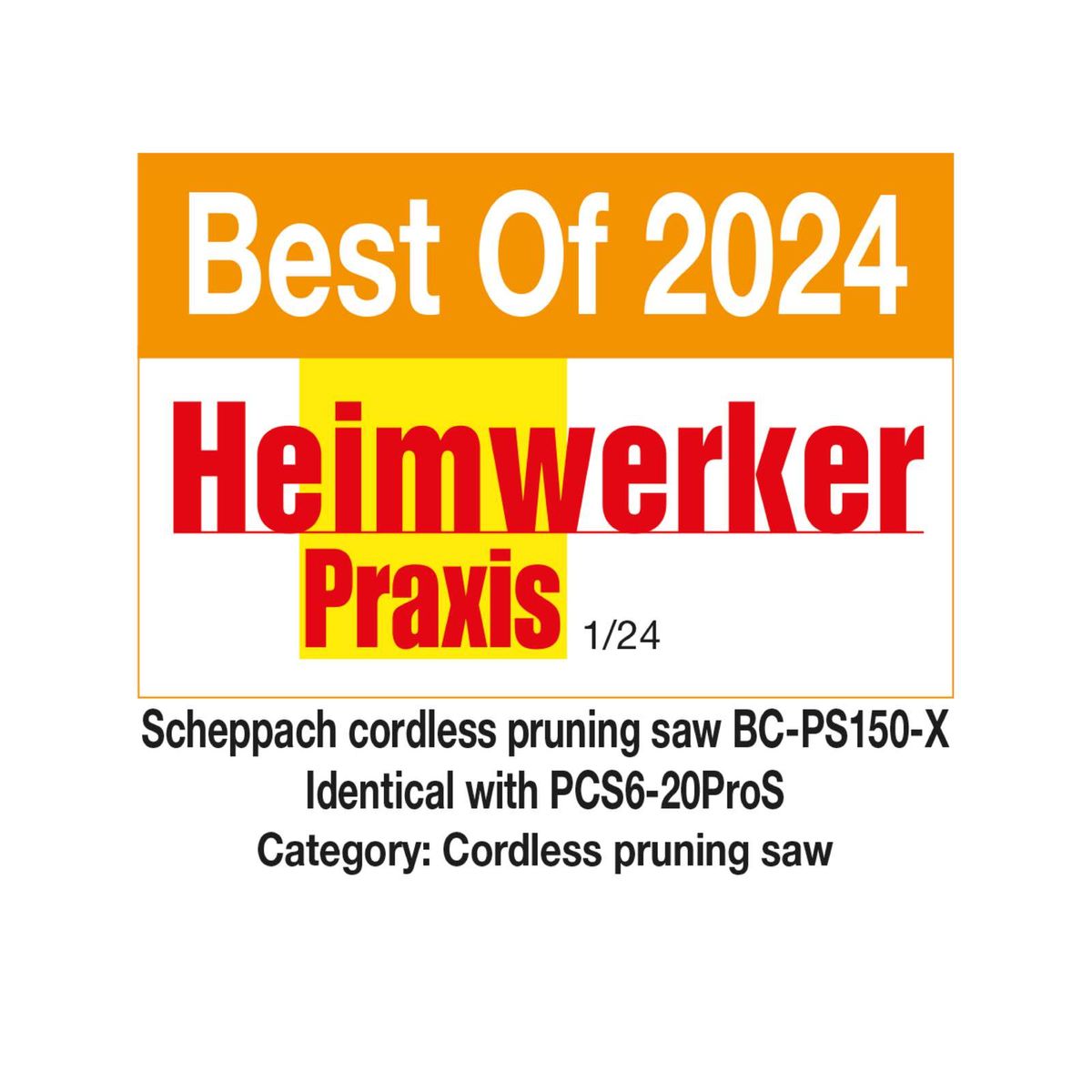 Scheppach cordless pruning saw BC-PS150-X recognized as top model in 'Heimwerker Praxis' 2024