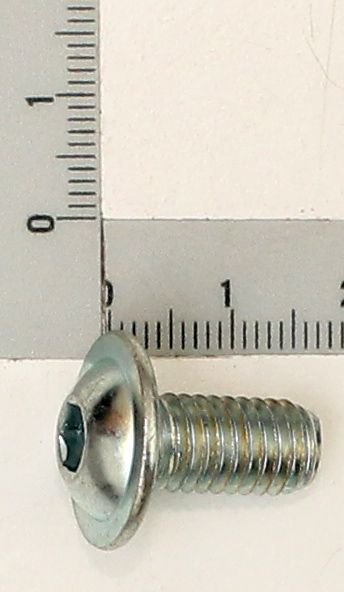 Scheppach flange head screw (ULF-M8x16) showing underside with threading visible