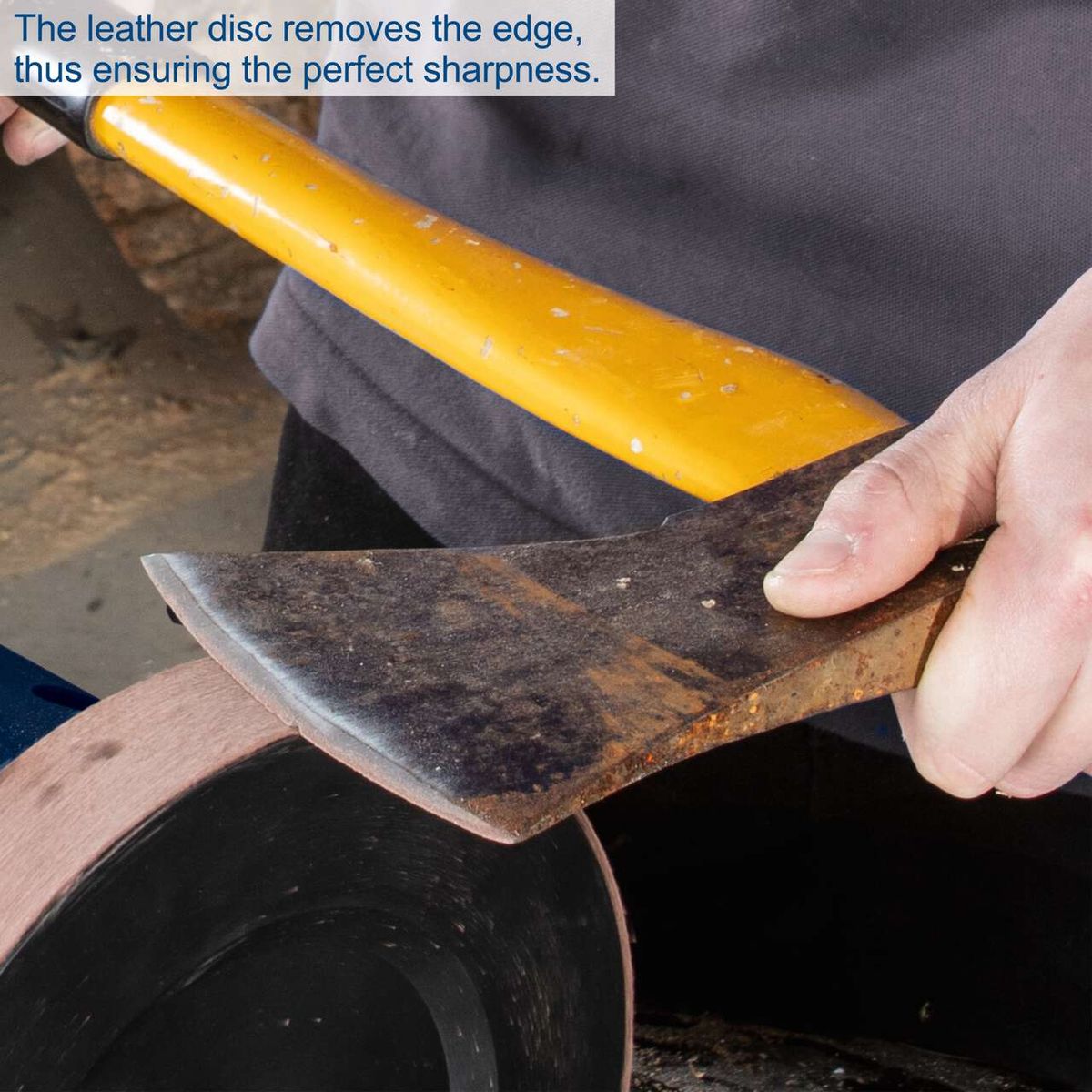 Waterproof whetstone with leather disc for sharpening edge precision and maintaining correct thickness