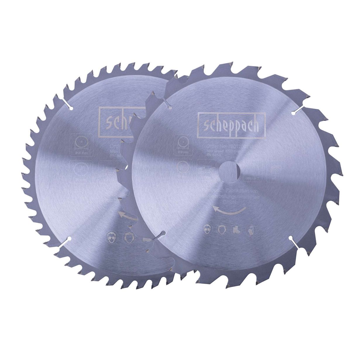 Scheppach circular saw blade (24/48 teeth), Ø 315 mm, with markings and rotation direction