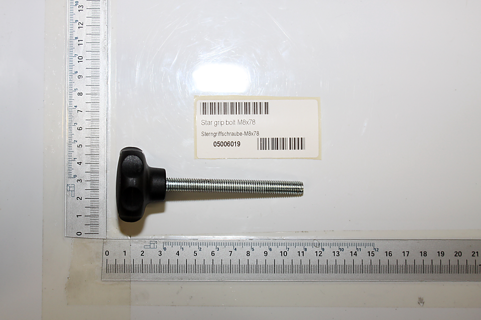 Star grip bolt M8x78 by Scheppach. The bolt is shown from the side.