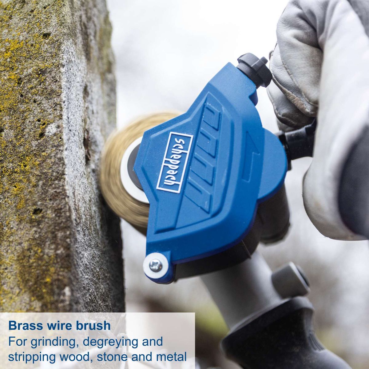 Universal round brush with wire brush for Scheppach set, for grinding, degreasing, and stripping materials
