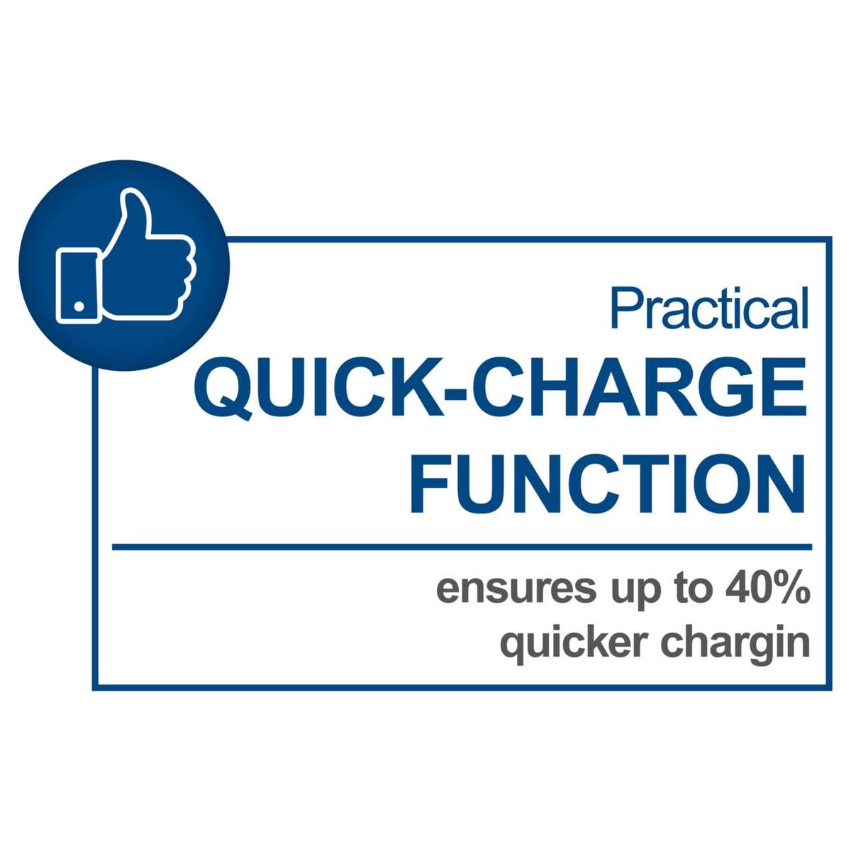 Quick-charge function ensuring up to 40% faster charging for SBC4.5A charger