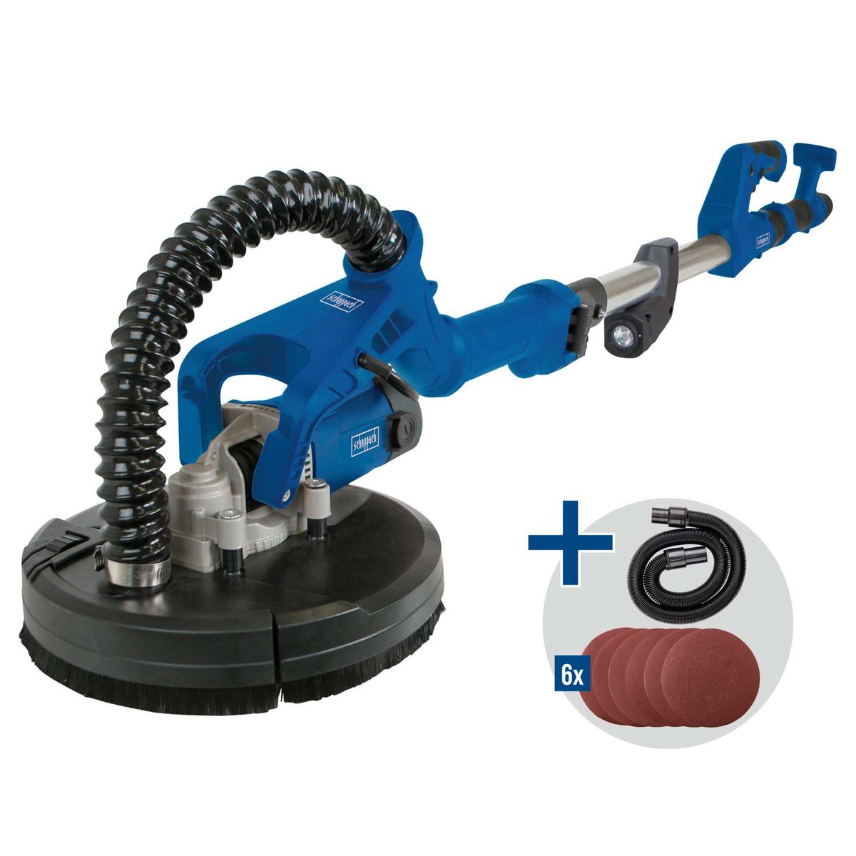 Scheppach tool set with flexible hose, adapter, and 6 replacement pads