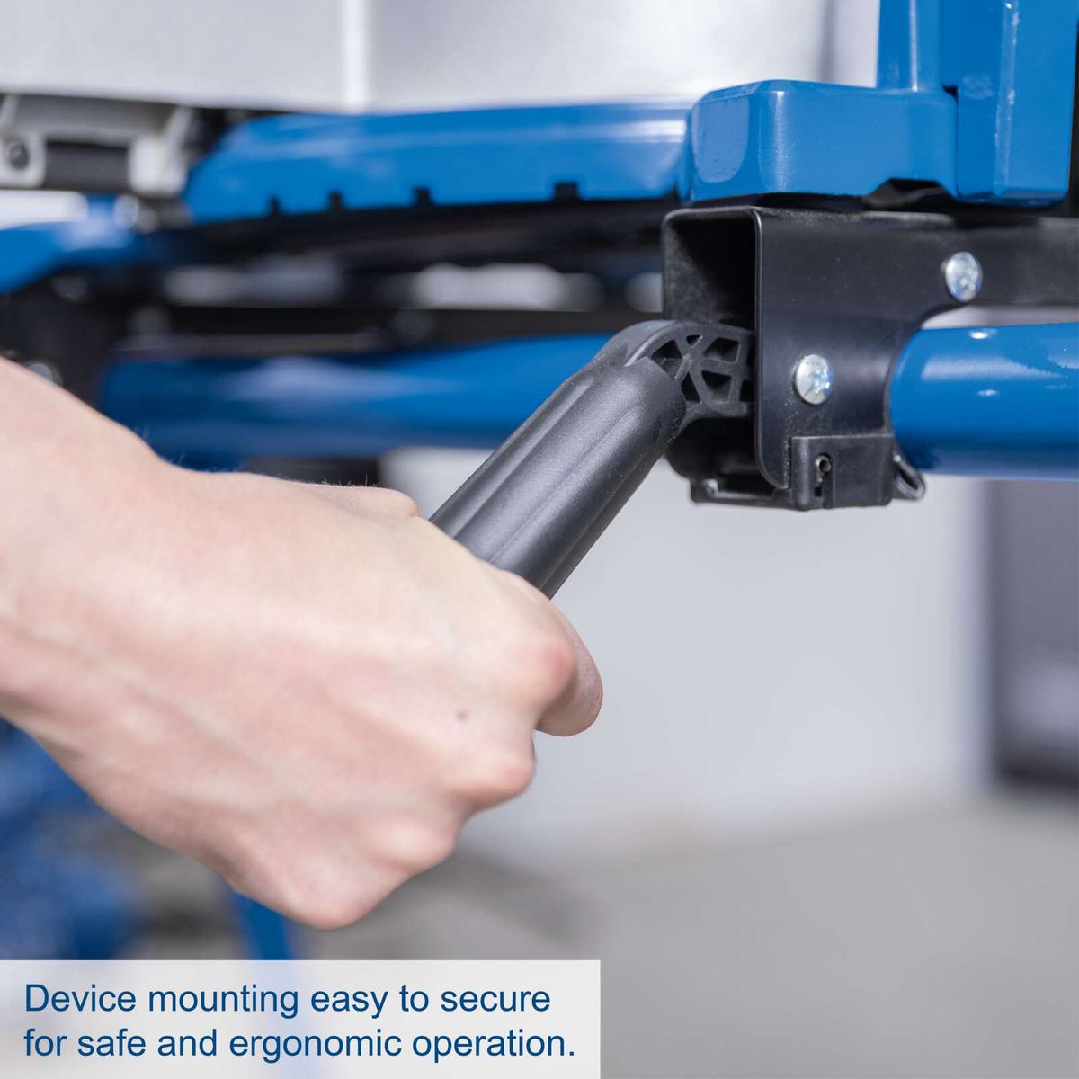 Secure mounting base for safe and ergonomic operation