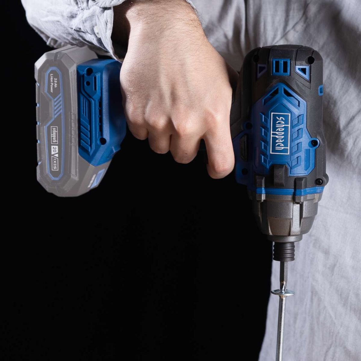 Scheppach cordless impact driver with LED lighting and torque display