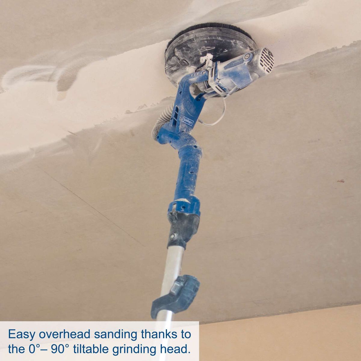 Adjustable tilting grinding head for overhead sanding
