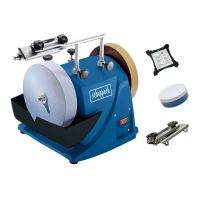 Scheppach wet grinding system with adjustable stone holder and control for precise grinding