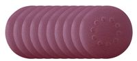 Round sanding paper piece from a 10-piece set (Scheppach) with perforated edges