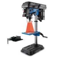 Scheppach bench pillar drill featuring laser alignment, 13mm chuck, and variable speed