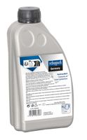 Scheppach 1-litre hydraulic oil bottle with safety and disposal instructions