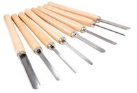 8-piece woodturning tool set with wooden handles