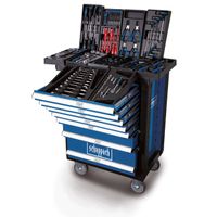 Scheppach workshop trolley featuring a 263-piece tool kit with drawers and compartments for tools and spares.