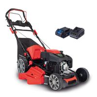 Self-propelled petrol lawnmower MS225-56E with battery, charger, and engine oil – 56 cm cutting width, 65L bag