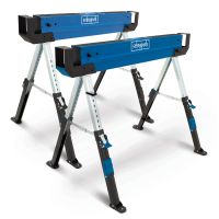Saw horse trestle with adjustable height and sturdy base for precise positioning
