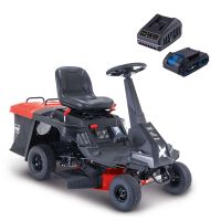 Scheppach ride-on lawn mower MR200-61 with seat, steering wheel and battery chargers