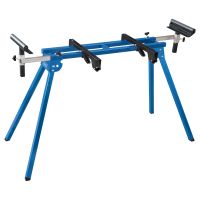Universal mitre saw stand with adjustable legs and cross support for accurate alignment