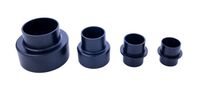 Extraction port set (4-piece) by Scheppach. Shown from the front. Four different sizes of extraction ports.