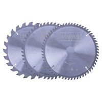 Scheppach circular saw blade set (3-piece) with detailed tooth markings and specifications for 24/48/60 teeth, Ø 210 mm.