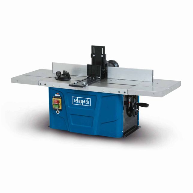 Scheppach router with a grey worktop and control panel. Ideal for precise woodworking tasks.